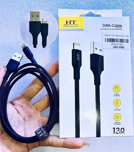 Cáp Sạc HT iPhone Dây Dù 1M - Hỗ trợ Sạc Nhanh 3A  Chính Hãng