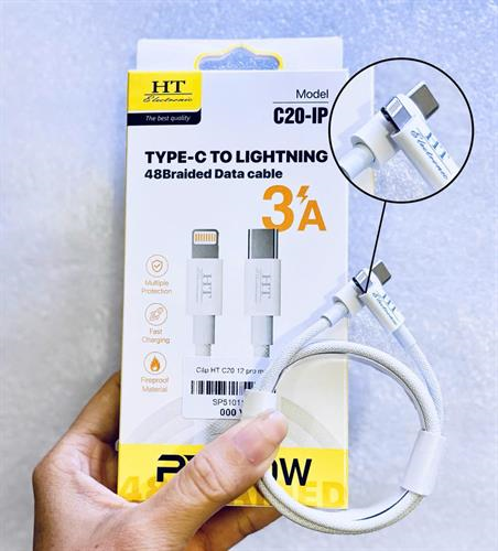 Cáp Sạc HT iPhone 20W Dây Dù 1M Type C - Lightning Chính Hãng